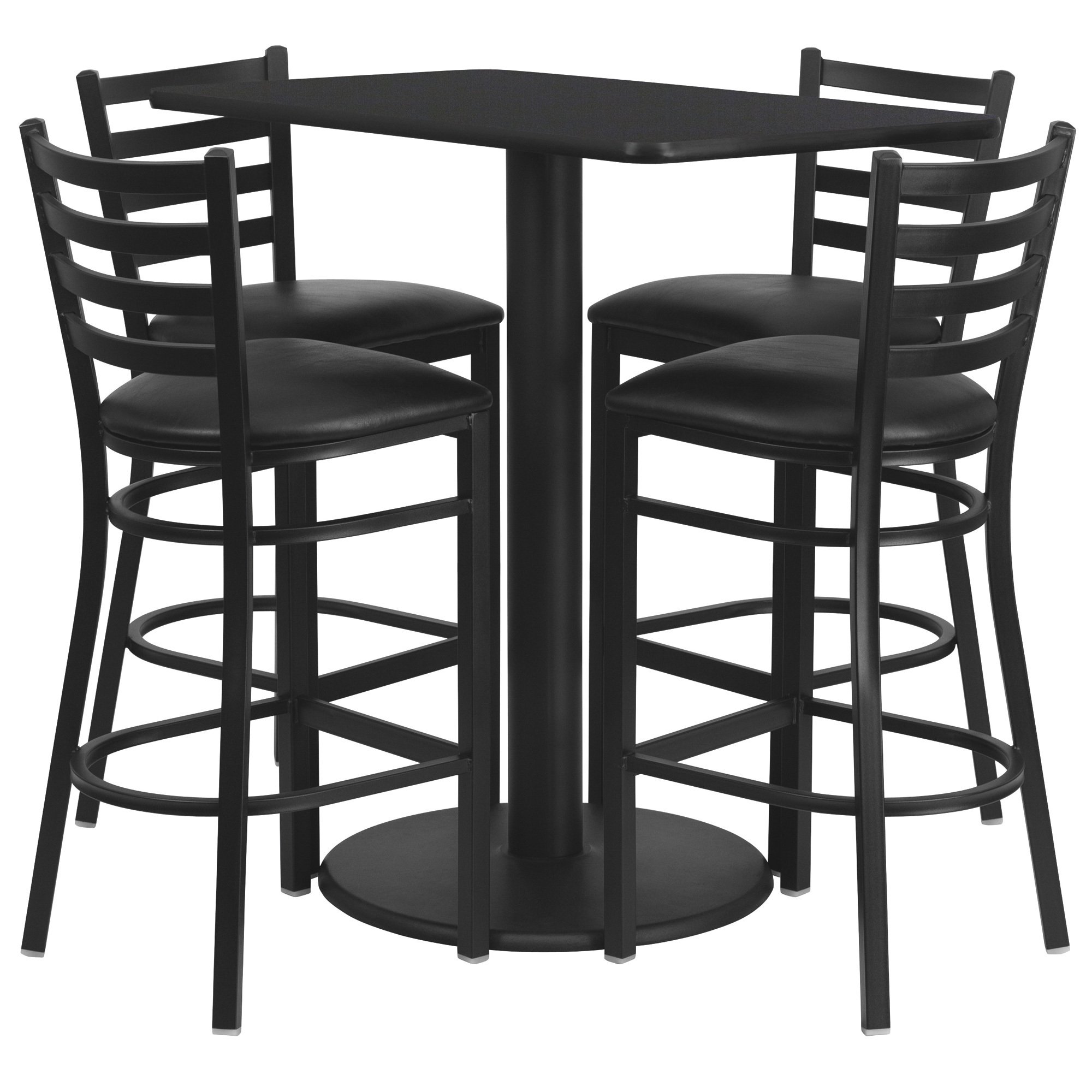 Flash Furniture 24in. x 42in. Bar Table with 4-Pc. Metal Ladder Back Barstool Set
